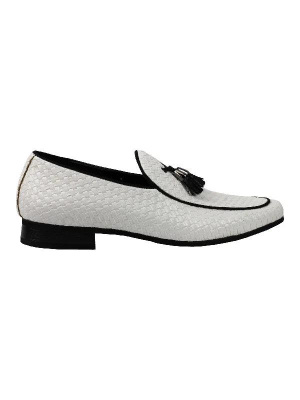 RETRO TASSEL MOCCASIN LOAFERS IN WHITE