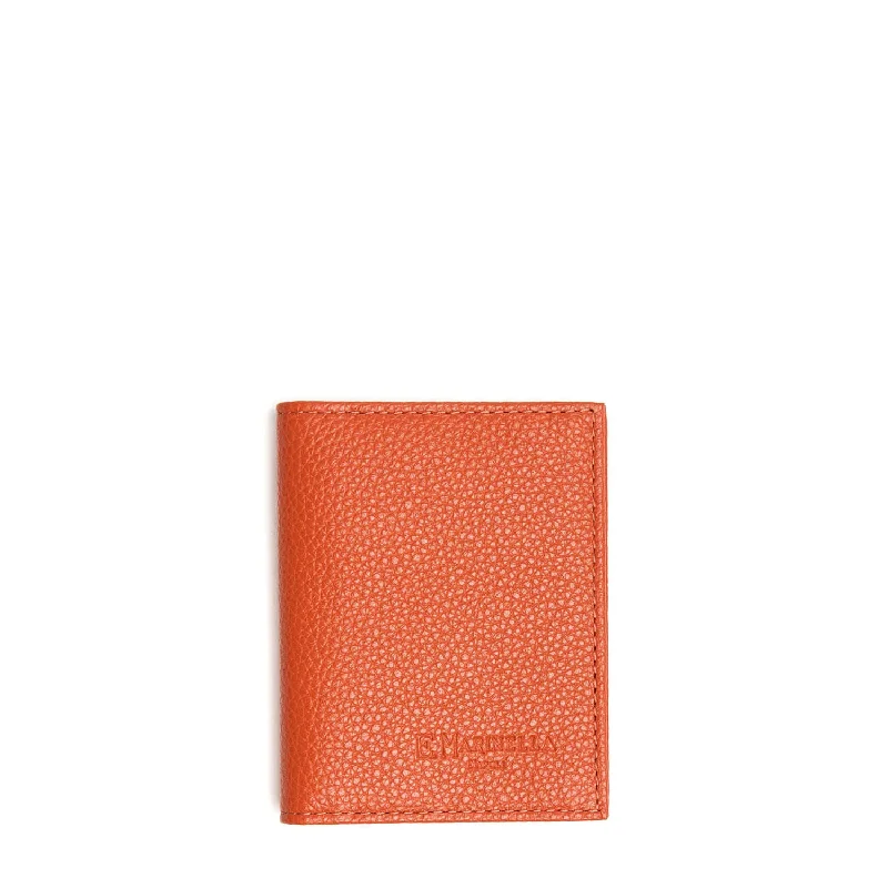 ORANGE HAMMERED LEATHER FOLDING CARD HOLDER