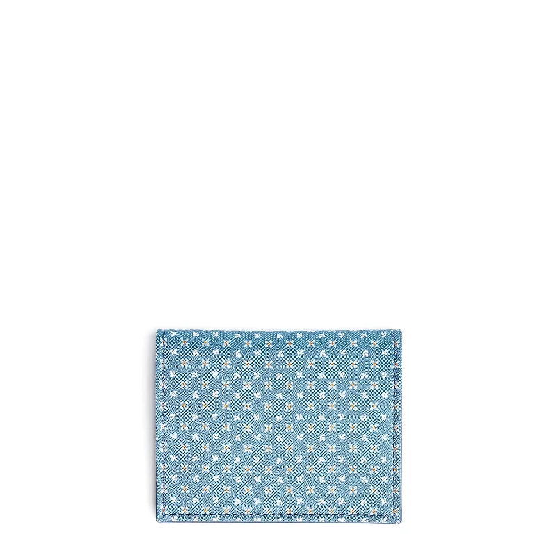 POWDER BLUE LEATHER FOLDING CARD HOLDER