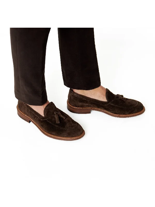 BROWN ITALIAN SUEDE TASSEL LOAFER