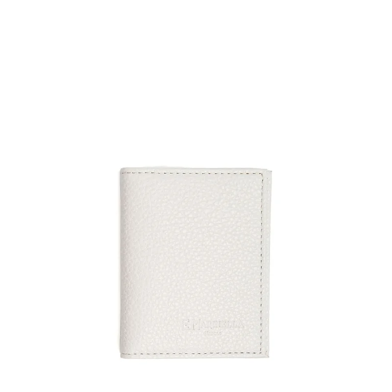 GREY LEATHER SOLID COLOR FOLDING CARD HOLDER