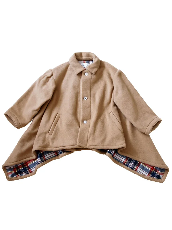 Age-reducing Style Beige Back Check Coat