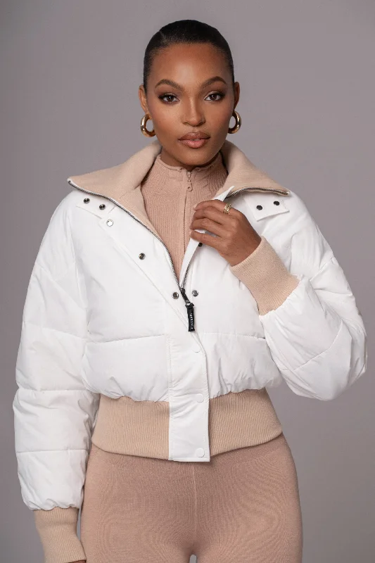 Simple Design White Stassie Ribbed Jacket