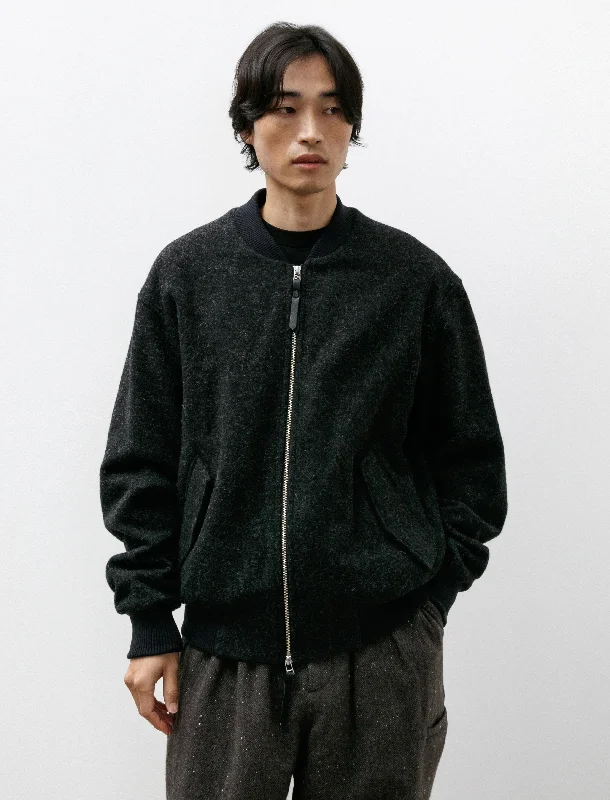 Fashionable Prints Flight Jacket B Wool Alpaca Charcoal