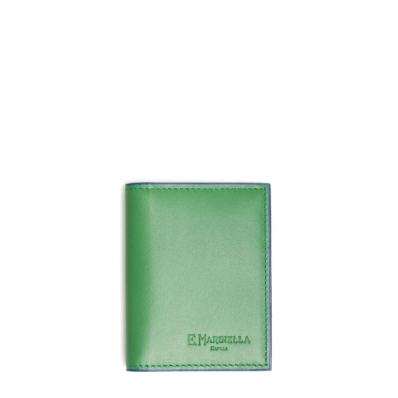 DARK GREEN SMOOTH LEATHER FOLDING CARD HOLDER