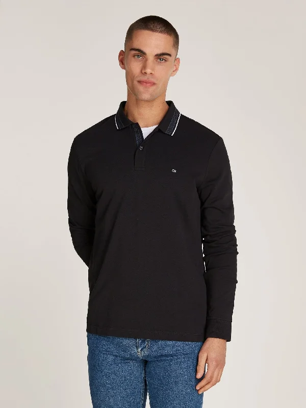 Calvin Klein Tipped Pique Long Sleeve Polo