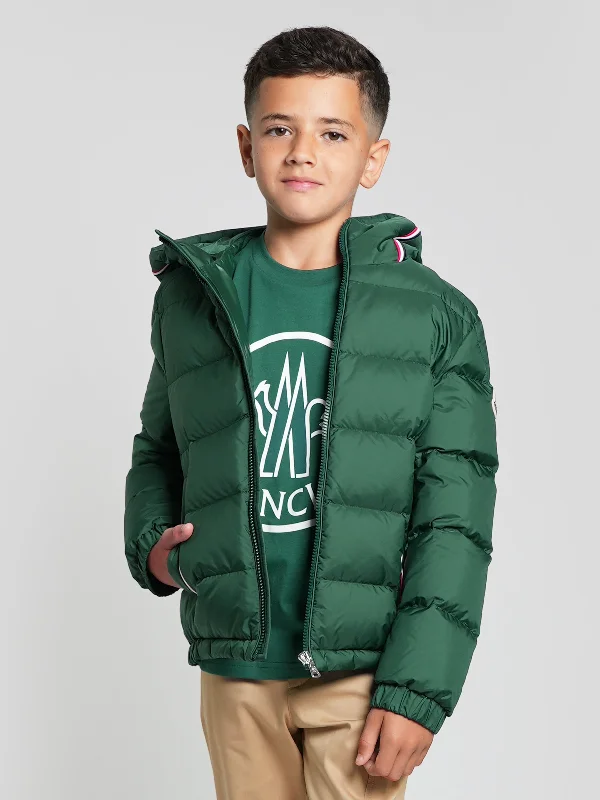 Multifunctional Style Moncler Enfant Boys Down Padded Merary Jacket in Green