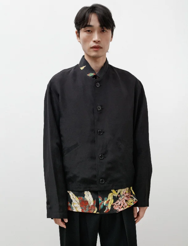 Embroidery Design Relaxed Blouson Black