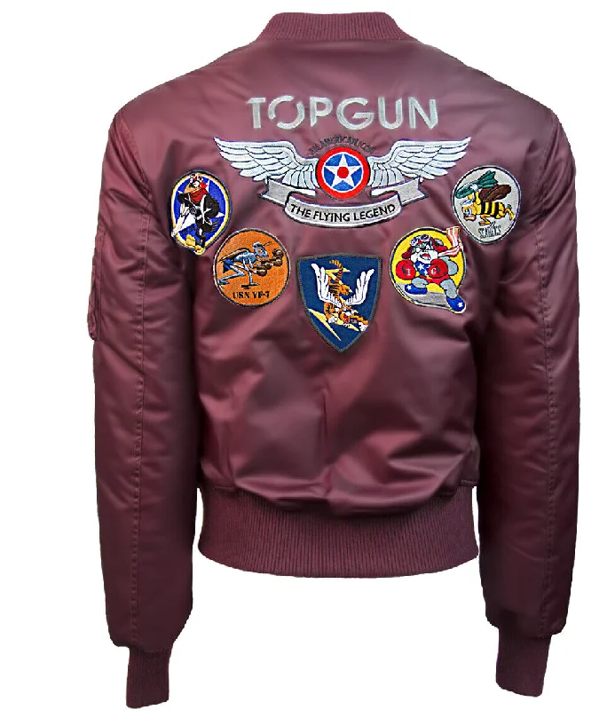 Top Gun Official MA-1 Men's "Wings" Bomber Jacket, Burgundy