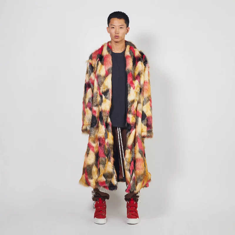 Exclusive Customization faux fur robe coat / multi-color pink