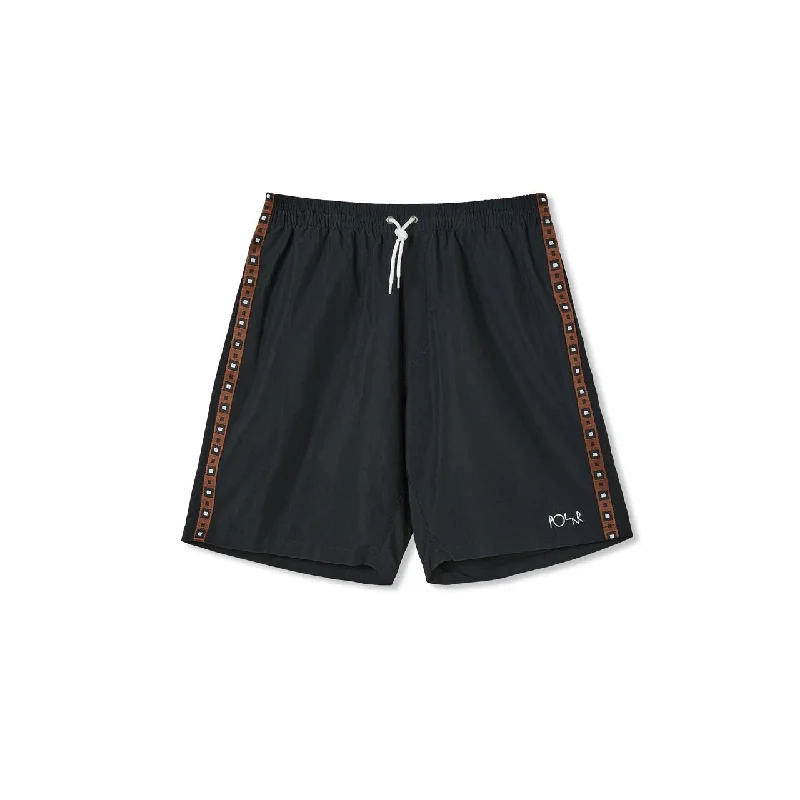 POLAR SQUARE STRIPE CITY SWIM SHORTS BLACK/BROWN