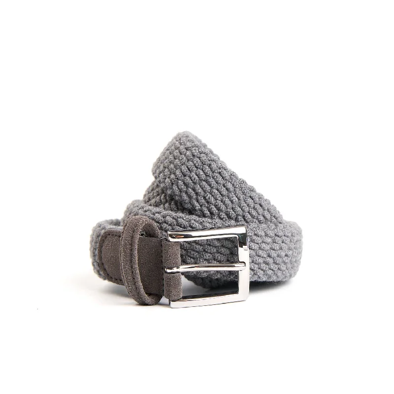 LIGHT GREY WOVEN BELT IN WOOL