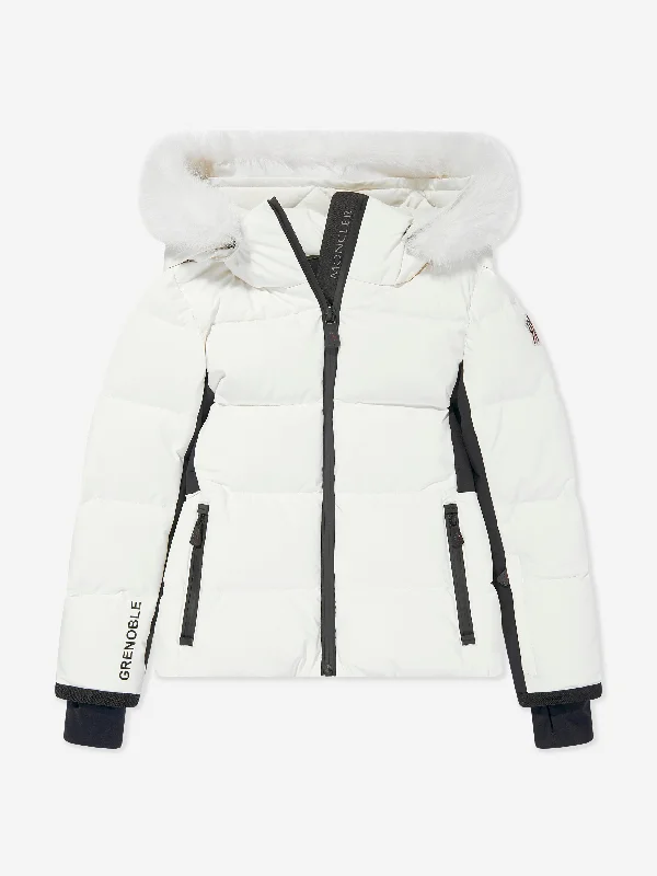 Unique Prints Moncler Enfant Girls Grenoble Down Padded New Guyane Jacket in White