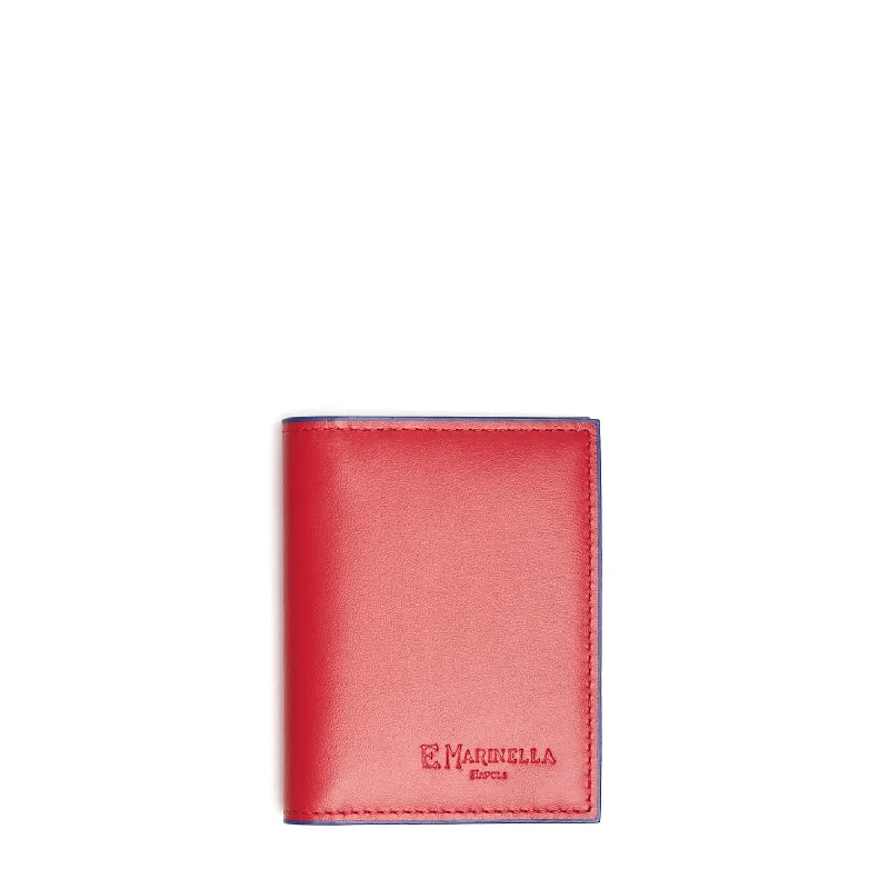 RED LEATHER FOLDING CARD HOLDER