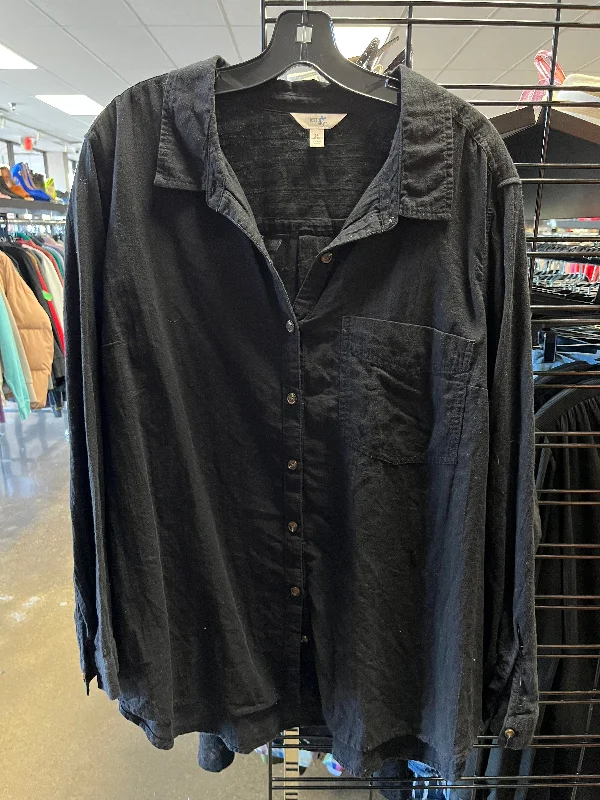 Relaxed Jackets Top Long Sleeve By Terra & Sky In Black, Size: 3x