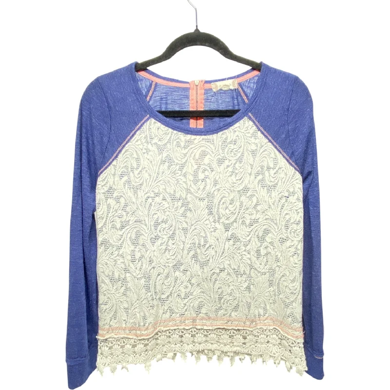 Top Long Sleeve By Altard State In Blue & White, Size: M