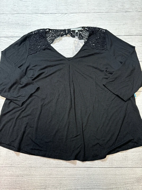 Top Long Sleeve By Daniel Rainn In Black, Size: 2x