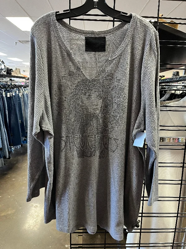 Comfortable Jeans Top Long Sleeve By Clothes Mentor In Grey, Size: 3x