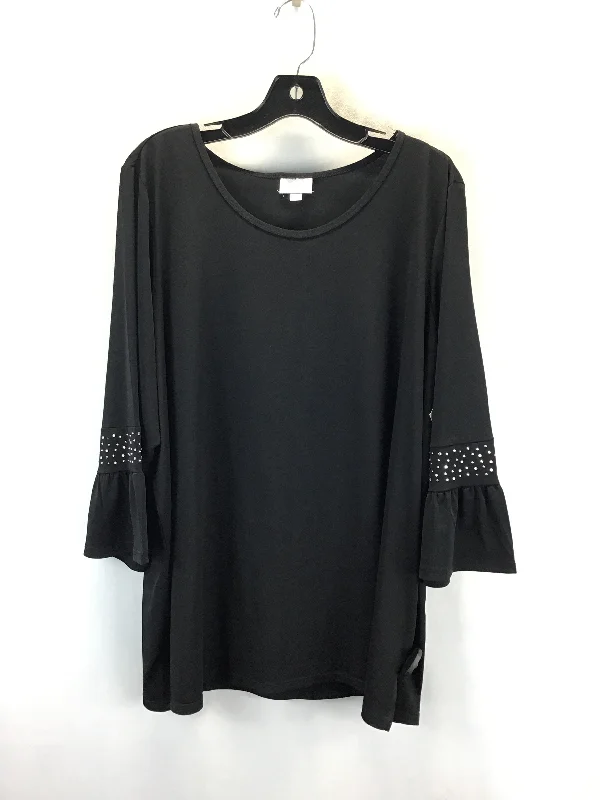 Top 3/4 Sleeve By Avenue In Black, Size: 2x