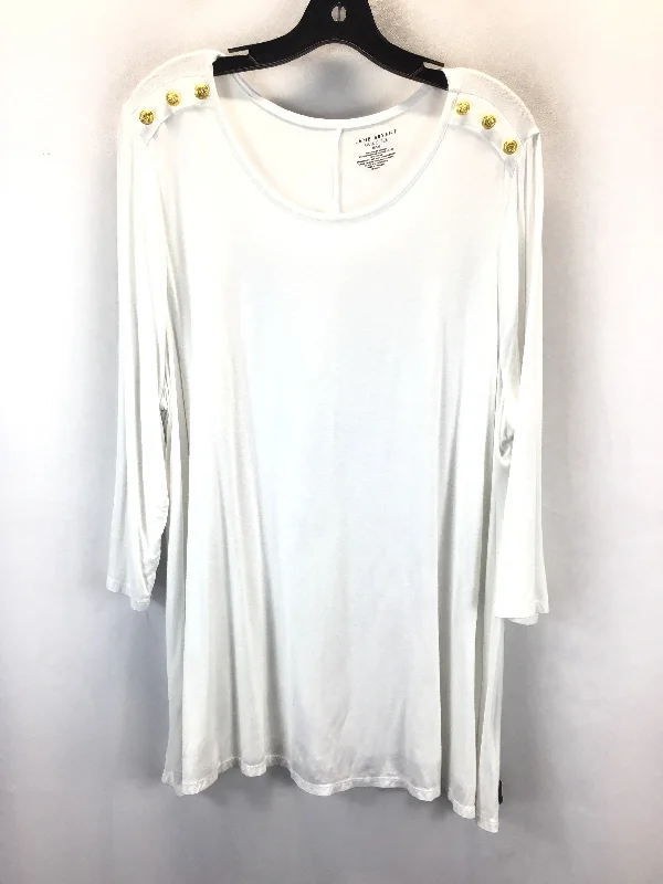 Top 3/4 Sleeve Basic By Lane Bryant In White, Size: 2x