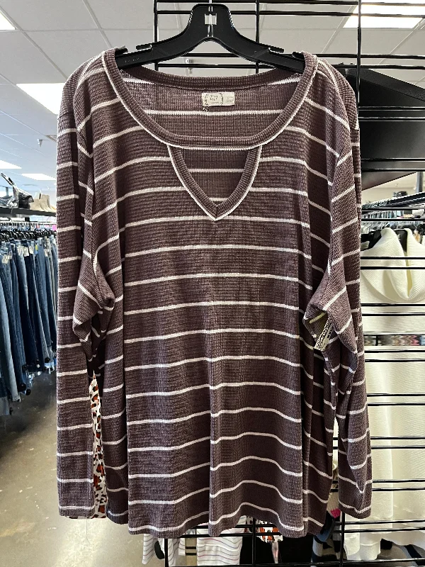 Fashionable Comfort Top Long Sleeve By Maurices In Brown, Size: 3x