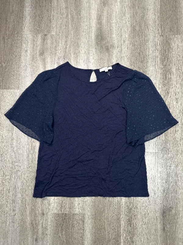 Cool Summer Top SS Sleeve By Loft In Navy, Size: Xl