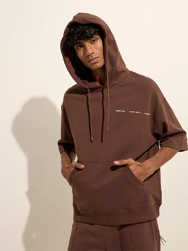 Studiofit Brown Relaxed-Fit Hoodie