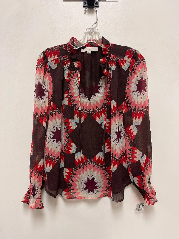 Knowledge And Elegance Top Long Sleeve By Loft In Brown, Size: Mp