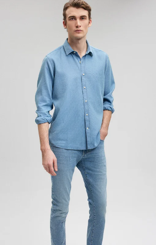 BUTTON-UP LONG SLEEVE SHIRT IN INDIGO