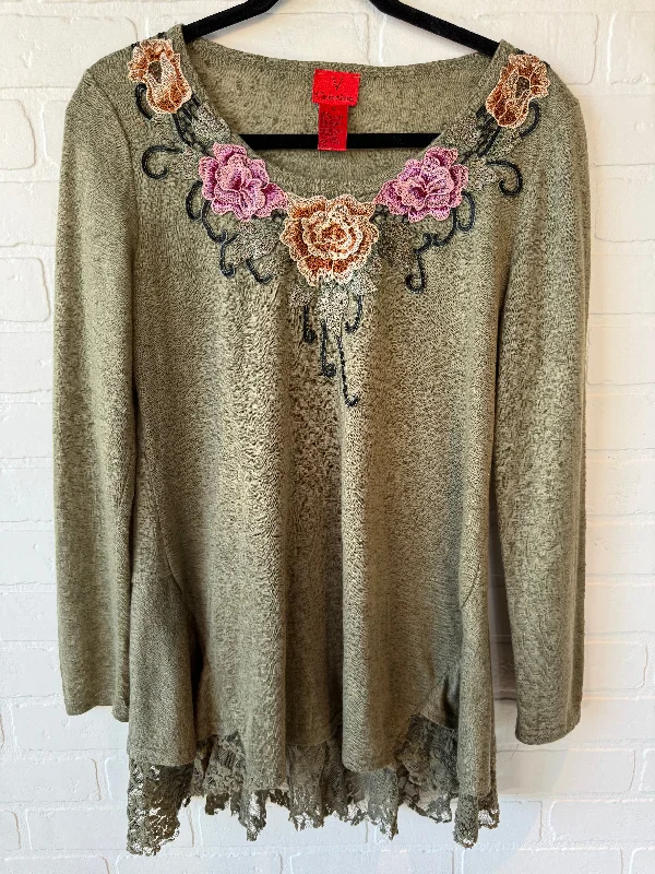 Top Long Sleeve By Cristina In Green, Size: M