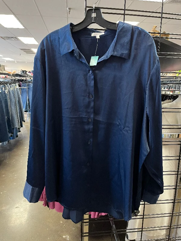 Cozy Footwear Top Long Sleeve By Maurices In Navy, Size: 3x