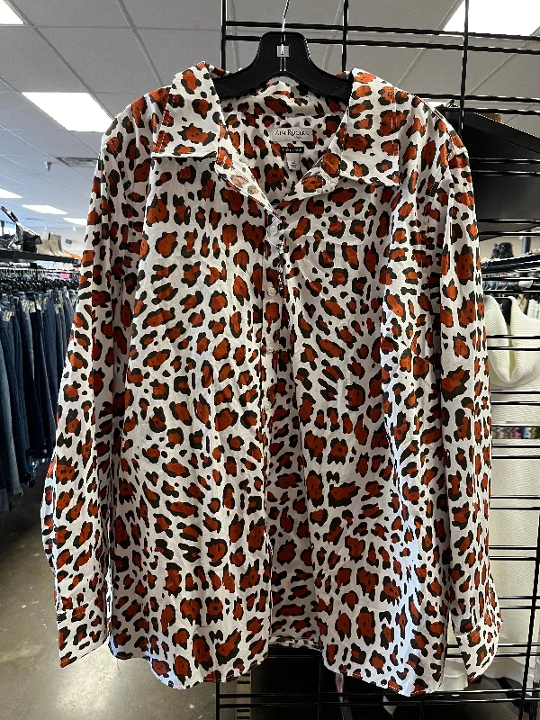 All-Day Style Top Long Sleeve By Kim Rogers In Animal Print, Size: 3x