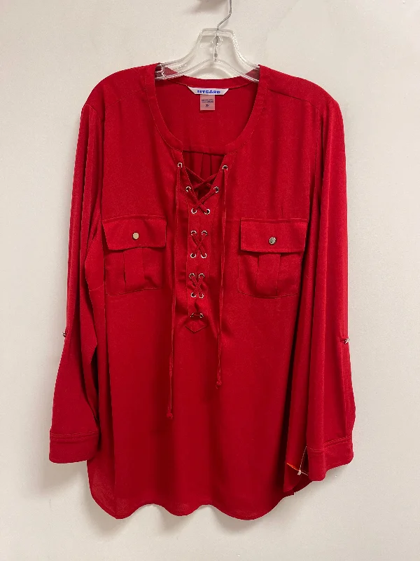 Top Long Sleeve By Nygard Peter In Red, Size: 2x