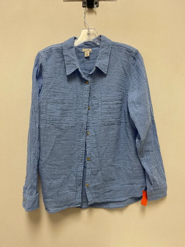 Dynamic Fashion Top Long Sleeve By L.l. Bean In Blue, Size: M