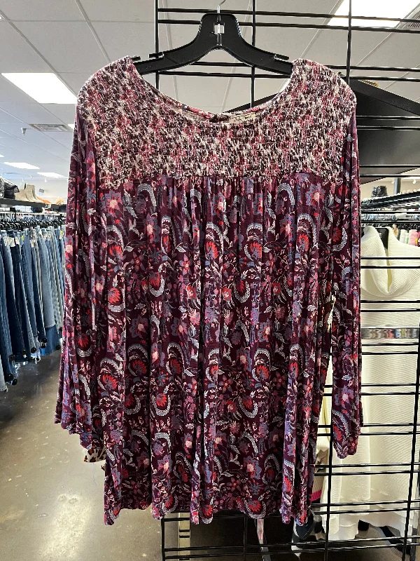 Everyday Chic Top Long Sleeve By Lucky Brand In Floral Print, Size: 3x