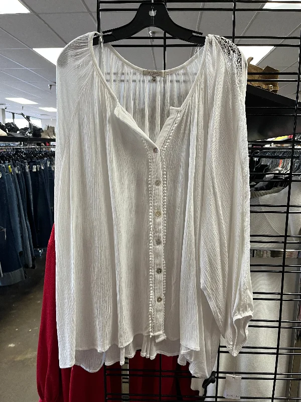 Comfy Dress Top Long Sleeve By Angels In White, Size: 3x