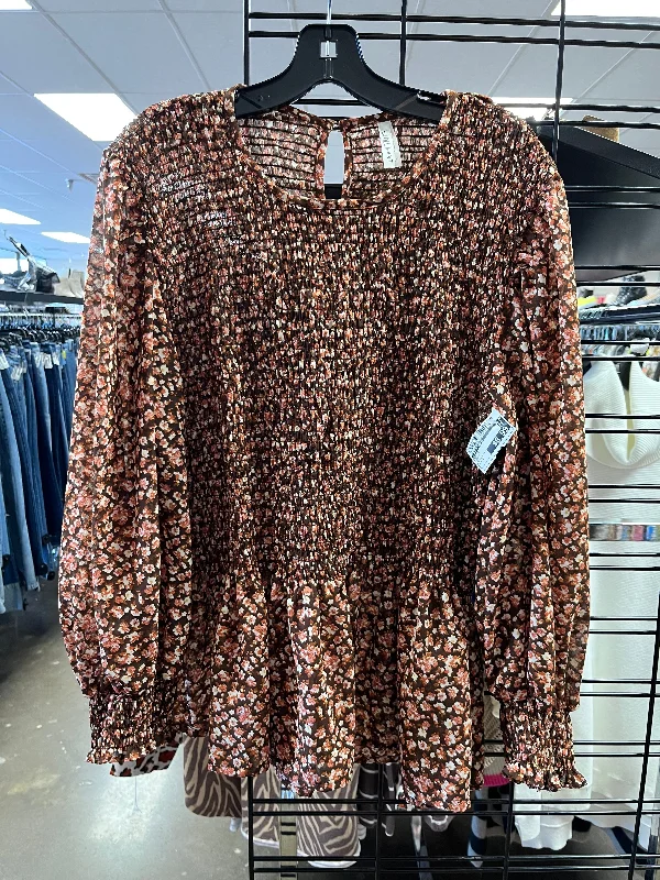 Chic Comfort Wear Top Long Sleeve By Live 4 Truth In Brown, Size: 3x