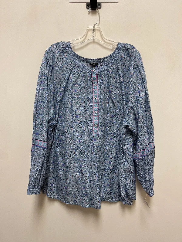 Top Long Sleeve By Talbots In Blue, Size: 3x