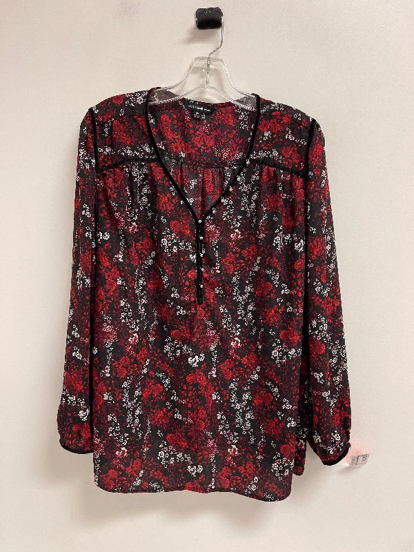 Top Long Sleeve By Zac And Rachel In Black & Red, Size: 2x