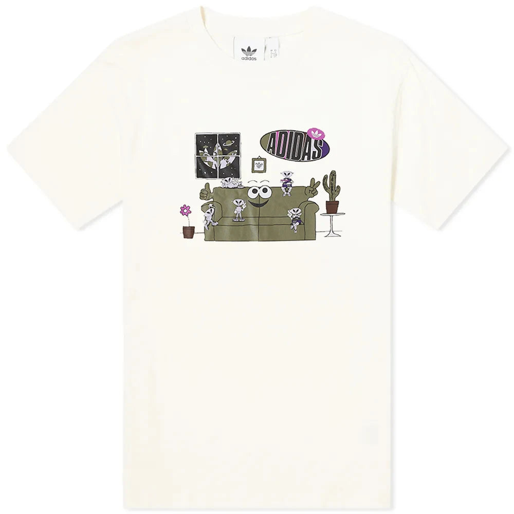 Tropical Style Adidas Trefoil Area 33 Lounge Graphic Tee Wonder White