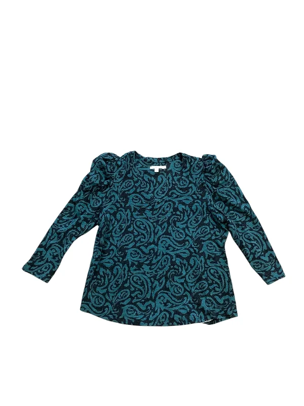 Cozy Fashions Top Long Sleeve Basic By Chicos In Green, Size: L