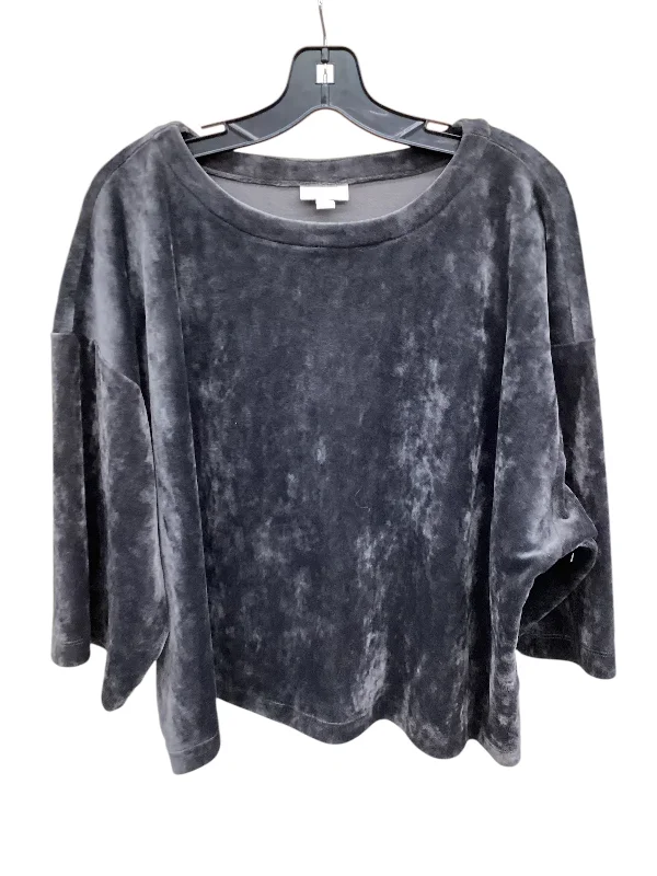 Sporty Wear Top 3/4 Sleeve By Pure Jill In Grey, Size: M