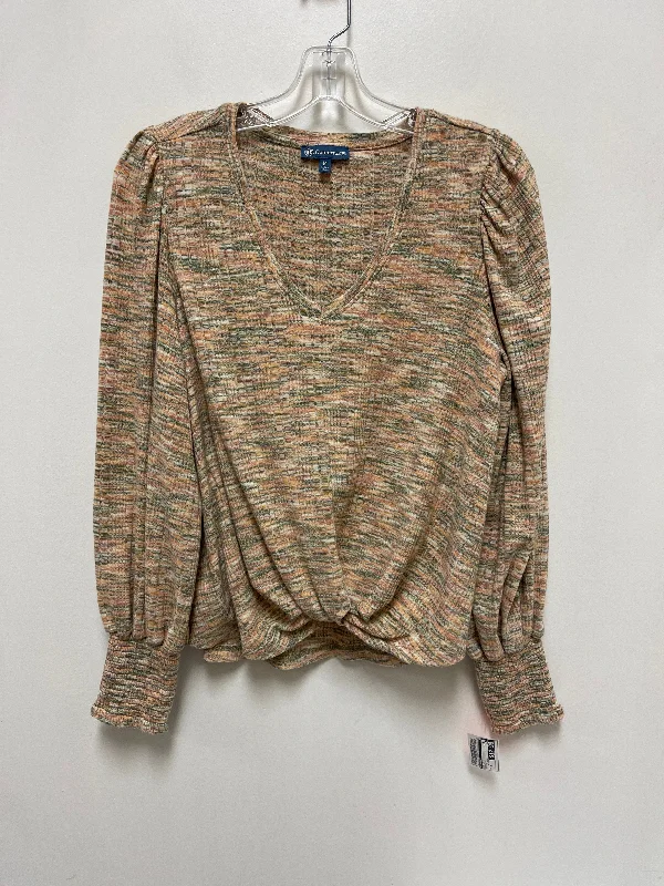 Street Fashion Top Long Sleeve By Democracy In Orange, Size: M