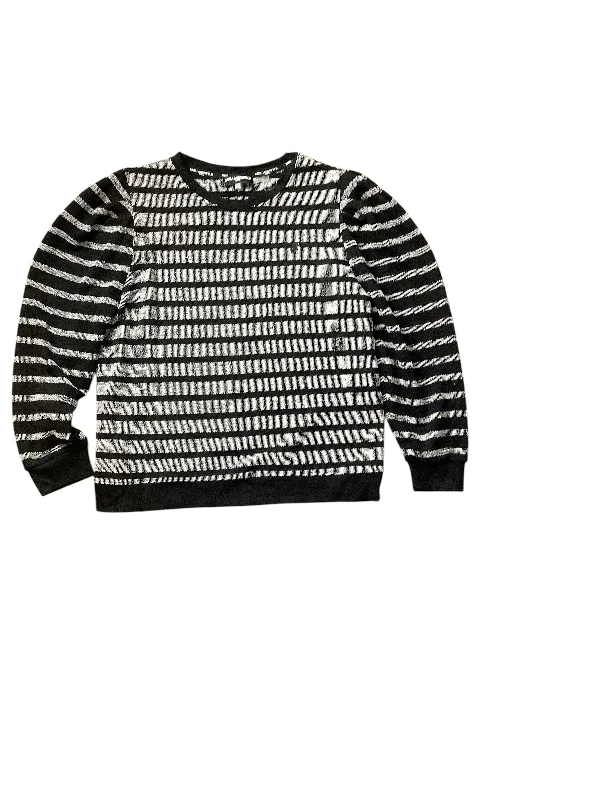 Top Long Sleeve Basic By Karl Lagerfeld In Black & Grey, Size: L