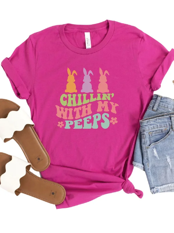 Chillin' With My Peeps Adult Short Sleeve T-Shirt for Spring & Easter