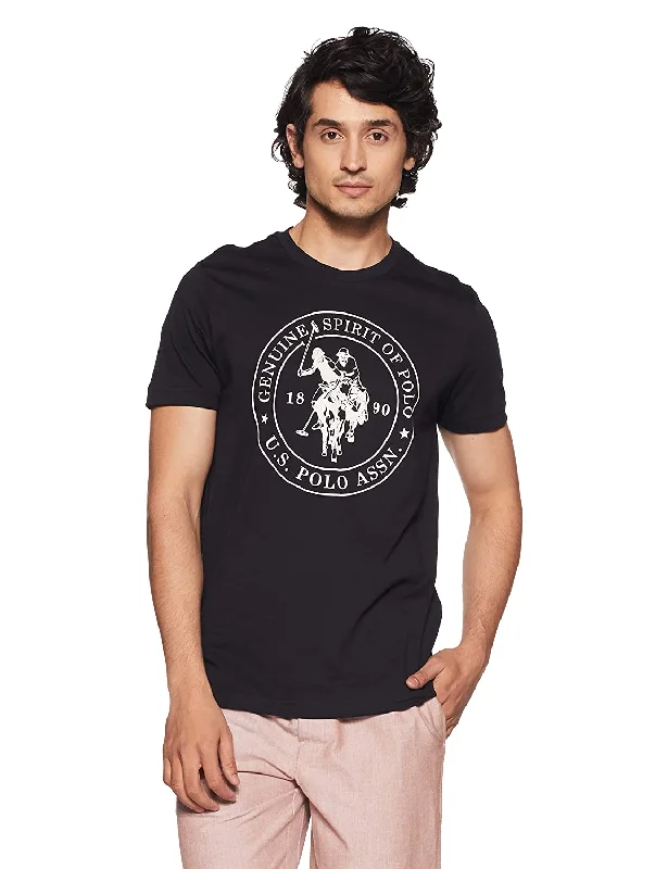 U.S. Polo Men's Solid Black Regular Fit T-Shirt