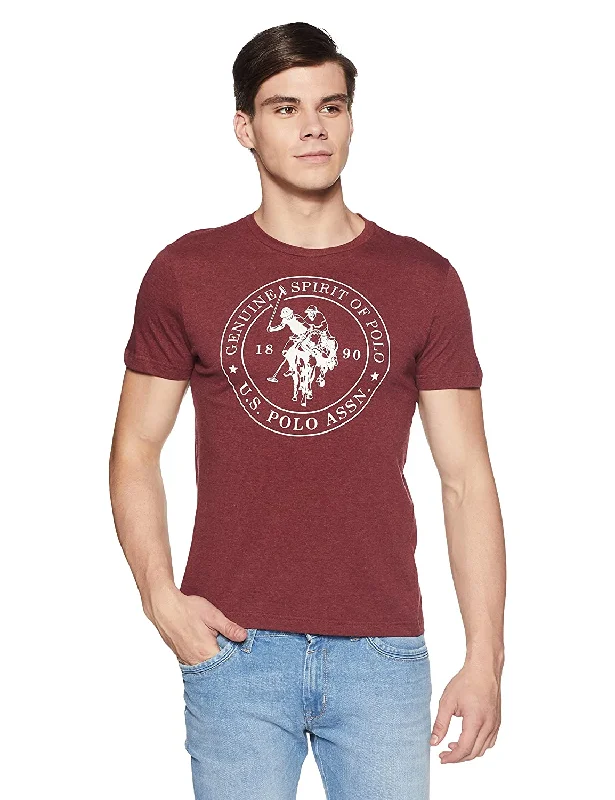 U.S. Polo Assn. Men's Maroon Cotton Regular Fit T-Shirt