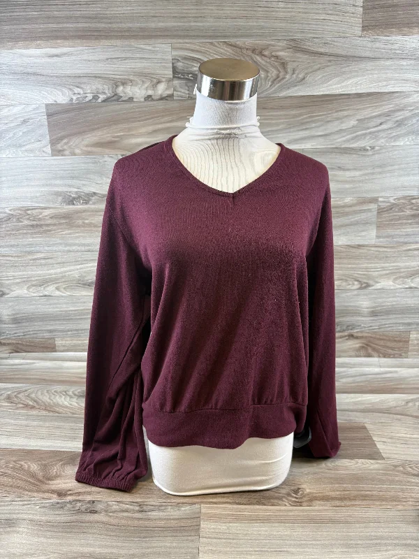 Top Long Sleeve By White Crow In Maroon, Size: L