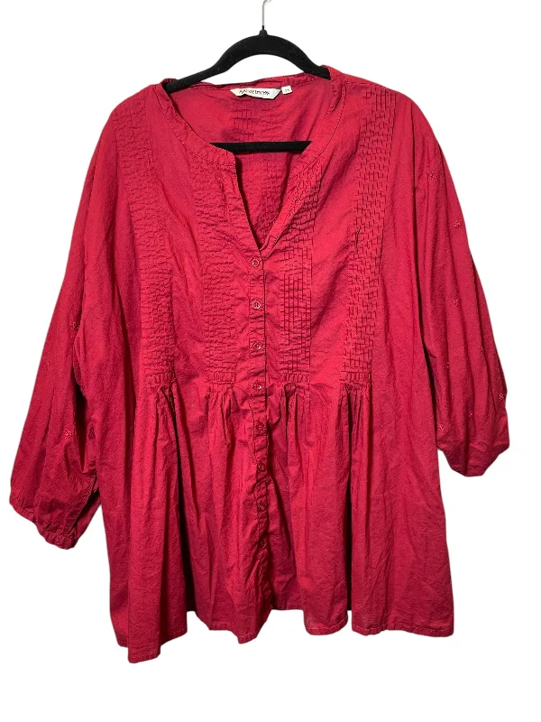 Top Long Sleeve By Clothes Mentor In Maroon, Size: 4x