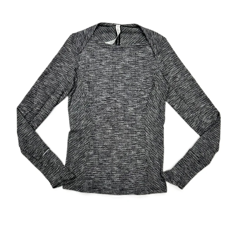 Athletic Top Long Sleeve Collar By Lululemon In Black & White, Size: S